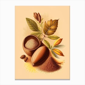 Nutmeg Spices And Herbs Retro Drawing 3 Canvas Print