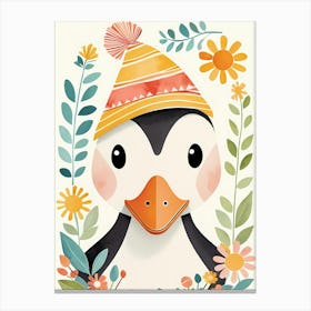 Floral Cute Baby Goose Nursery Illustration (9) Canvas Print