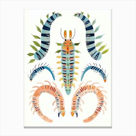 Colourful Insect Illustration Centipede 2 Canvas Print