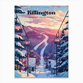 Killington Vermont Snow Mountain Travel Art Canvas Print