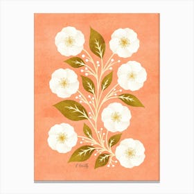Peach, Ochre And Ivory Floral Canvas Print