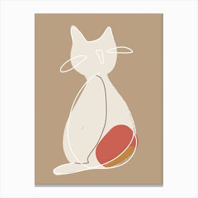 Cat Sitting On A Ball - Boho, Line Art Canvas Print