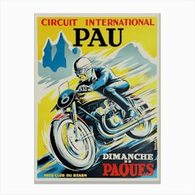 The Motorcycle Grand Prix de Pau was ran every year on the Circuit of Pau town, drawn on the streets of Pau, in the Pyrénées-Atlantiques in France. Canvas Print
