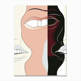 Minimalist Peach Face Line Illustration Canvas Print