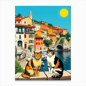 Two Cats At coast Village Toile