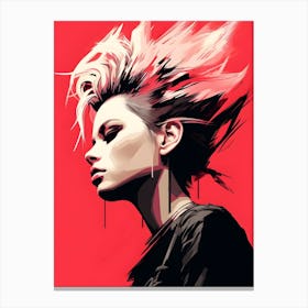 Girl With Mohawk in Pink Canvas Print