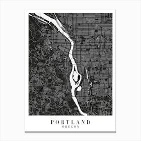 Portland Oregon Minimal Black Mono Street Map Canvas Print