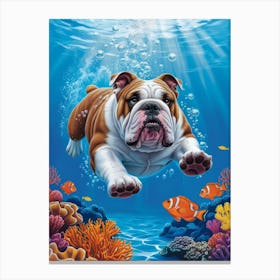 Bulldog Under The Sea 5 Canvas Print