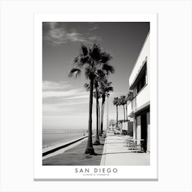 Poster Of San Diego, Black And White Analogue Photograph 4 Canvas Print