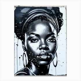 Graffiti Mural Of Beautiful Black Woman 51 Canvas Print