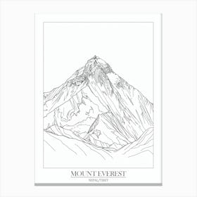 Mount Everest Nepal Tibet Line Drawing 1 Poster Canvas Print