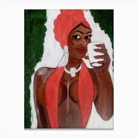 A girl drinking Canvas Print