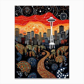 Vancouver, Illustration In The Style Of Pop Art 4 Canvas Print