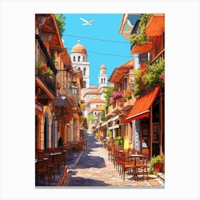 Antalya Old Town Pixel Art 2 Canvas Print