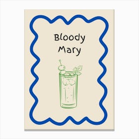 Bloody Mary Doodle Poster Blue & Green Canvas Print