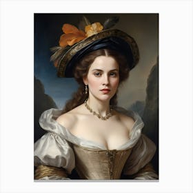 Elegant Classic Woman Portrait Painting (22) Canvas Print