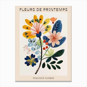 Spring Floral French Poster  Peacock Flower 1 Canvas Print