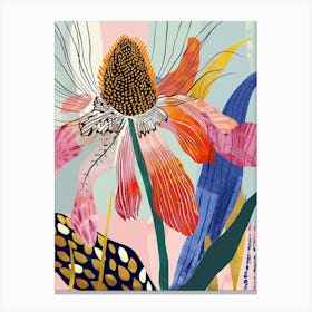 Colourful Flower Illustration Coneflower 2 Canvas Print