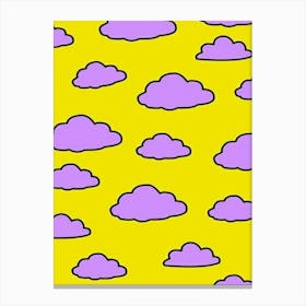 Clouds On Yellow Background Canvas Print