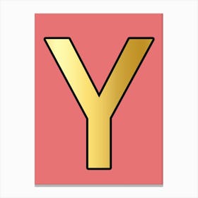 Letter Y Gold Alphabet Pink Canvas Print