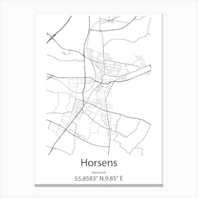 Horsens,Denmark Minimalist Map Canvas Print