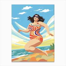 Body Positivity Day At The Beach Colourful Illustration  10 Canvas Print