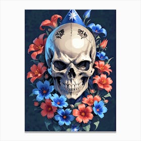 American Flag Floral Face Evil Death Skull (53) Canvas Print