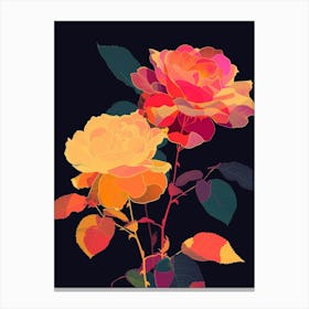 English Roses Painting Rose Silhouette 3 Canvas Print