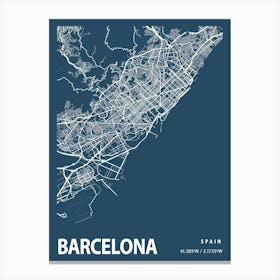 Barcelona Blueprint City Map 1 Canvas Print