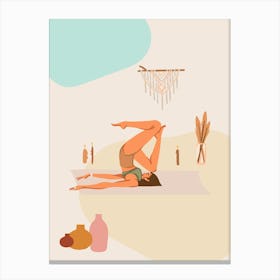 Yoga Pose. Boho Yoga Girl — boho poster, boho wall art Canvas Print