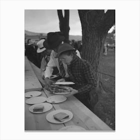 Covering A Plate Of Barbecue Sandwiches With Another Plate To Protect The Food From The Rain, Labor Day At Canvas Print