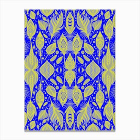 Neon Vibe Abstract Peacock Feathers Blue And Yellow 1 Canvas Print
