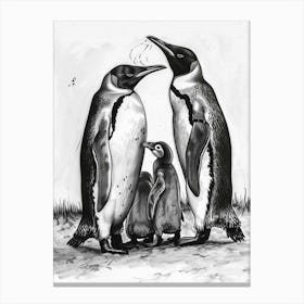 King Penguin Feeding Their Chicks 2 Canvas Print