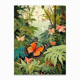 Butterflies In The Jungle Japanese Style Painting 2 Canvas Print