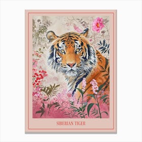 Floral Animal Painting Siberian Tiger 4 Poster Canvas Print