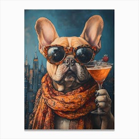 City Dog At Rooftop Bar 1 Canvas Print