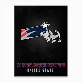 New England Patriots Massachusetts State Map Canvas Print