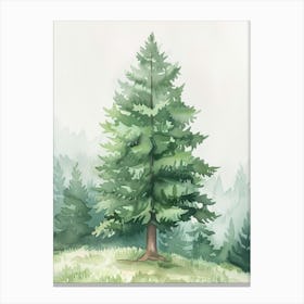 Hemlock Tree Atmospheric Watercolour Painting 4 Canvas Print