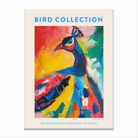 Colourful Brushstroke Peacock 2 Poster Canvas Print