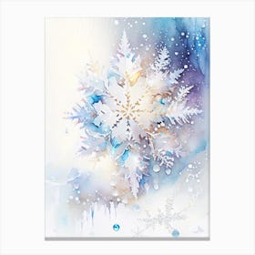 Crystal, Snowflakes, Storybook Watercolours 3 Canvas Print