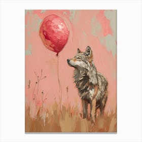 Cute Timber Wolf 2 With Balloon Canvas Print