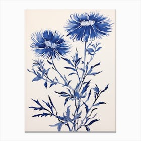 Blue Botanical Asters 7 Canvas Print