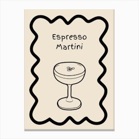 Espresso Martini Doodle Poster B&W Canvas Print