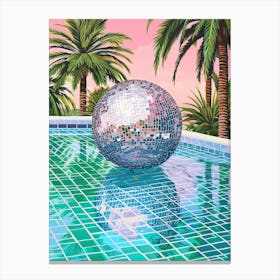 Disco Ball In A Pool, Summer Vibes 2 Canvas Print