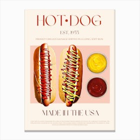 Hot Dog Mid Century Canvas Print