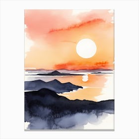 Minimalist Sunset Watercolor Painting (1) Canvas Print