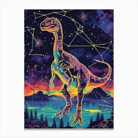 Cyber Celestial Neon Dinosaur 2 Canvas Print