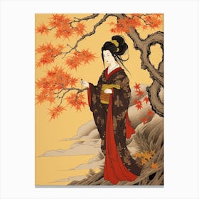 Akikusa Autumn Dandelion 2 Vintage Japanese Botanical And Geisha Canvas Print
