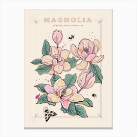 Magnolia On Cream Canvas Print