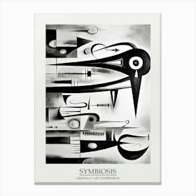 Symbiosis Abstract Black And White 3 Poster Canvas Print